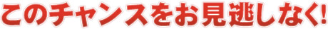 このチャンスをお見逃しなく!